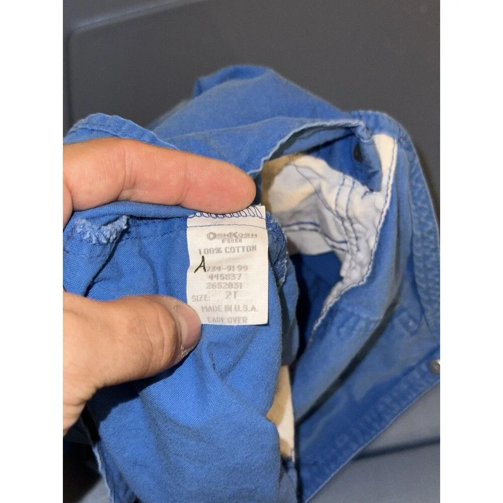VTG OshKosh B'gosh Shortalls Youth 2T Blue Vestbak Bib Overalls USA Made Stained